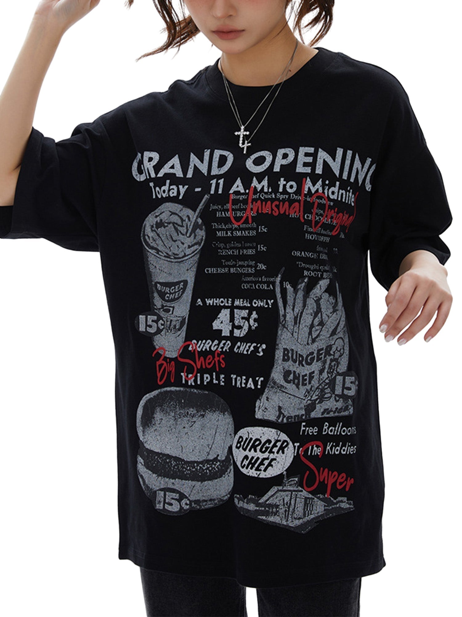 Retro Hip-hop Black And White Sticker T-shirt 