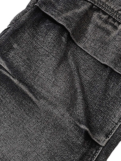 Wasteland Style Washed Distressed Pleated Flare Jeans 
