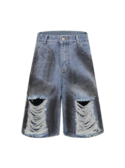 Thesupermade High Street Washed Distressed Denim Shorts 