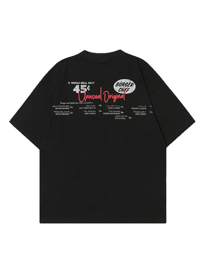Retro Hip-hop Black And White Sticker T-shirt 