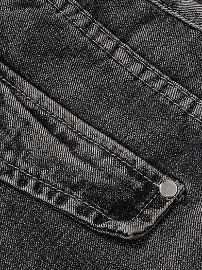 Wasteland Style Washed Distressed Pleated Flare Jeans 