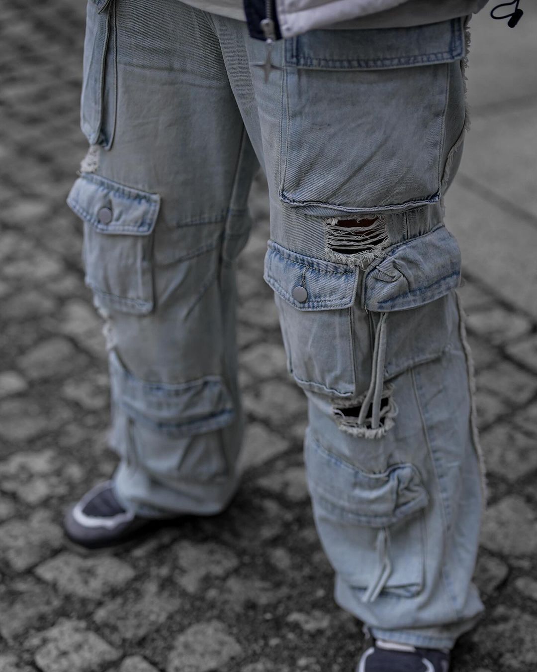 Thesupermade Washed Multi-pocket Work Cargo Jeans - 1830