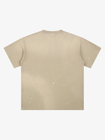 ボクシンググローブのプリントが入った、黒のダメージ加工グラフィックTシャツ