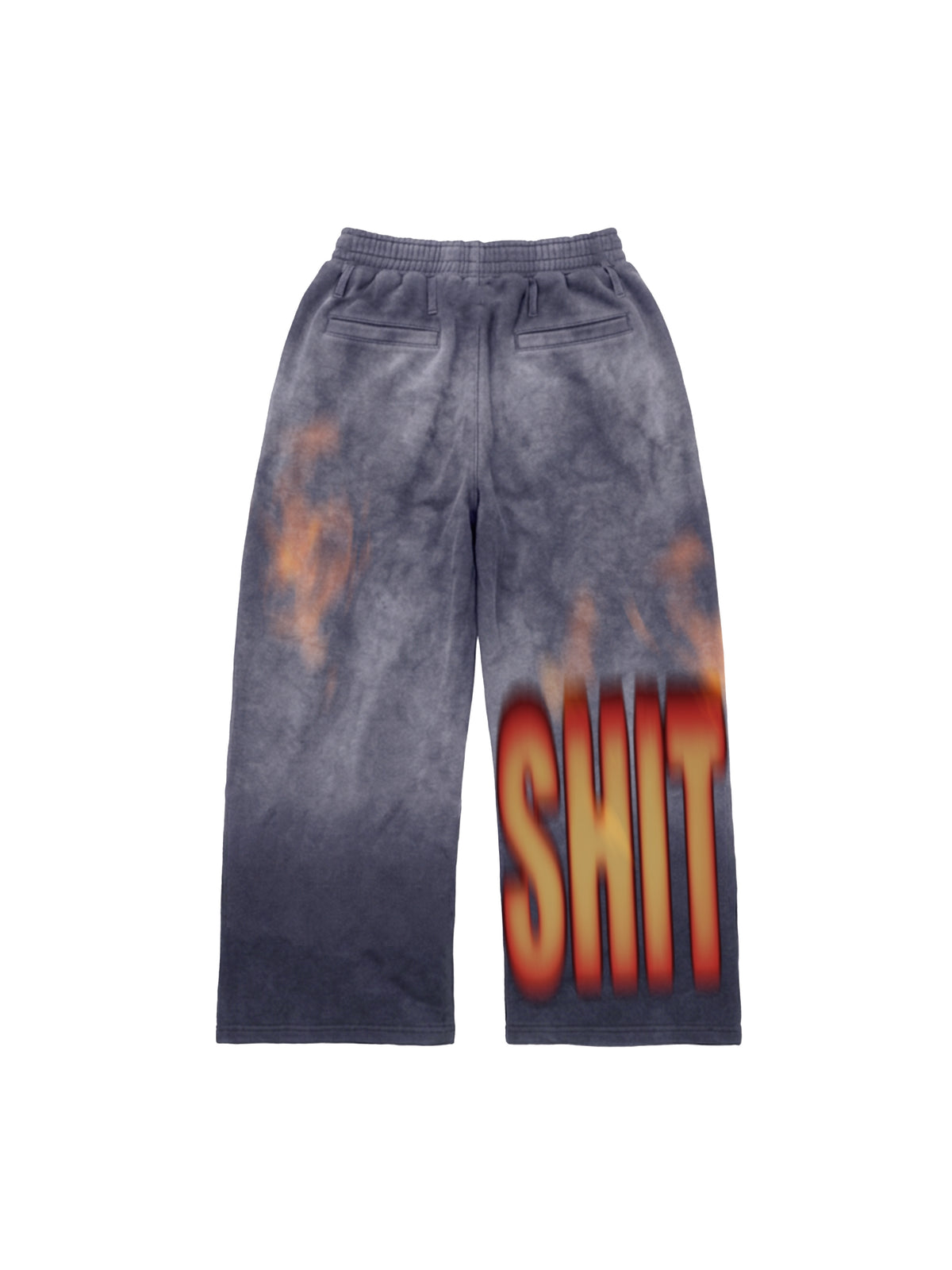 Flame-Wash Distressed Zip Hoodie & Wide-Leg Sweatpants Set
