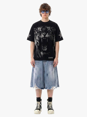 Tiger Graphic Star Sleeve T-Shirt