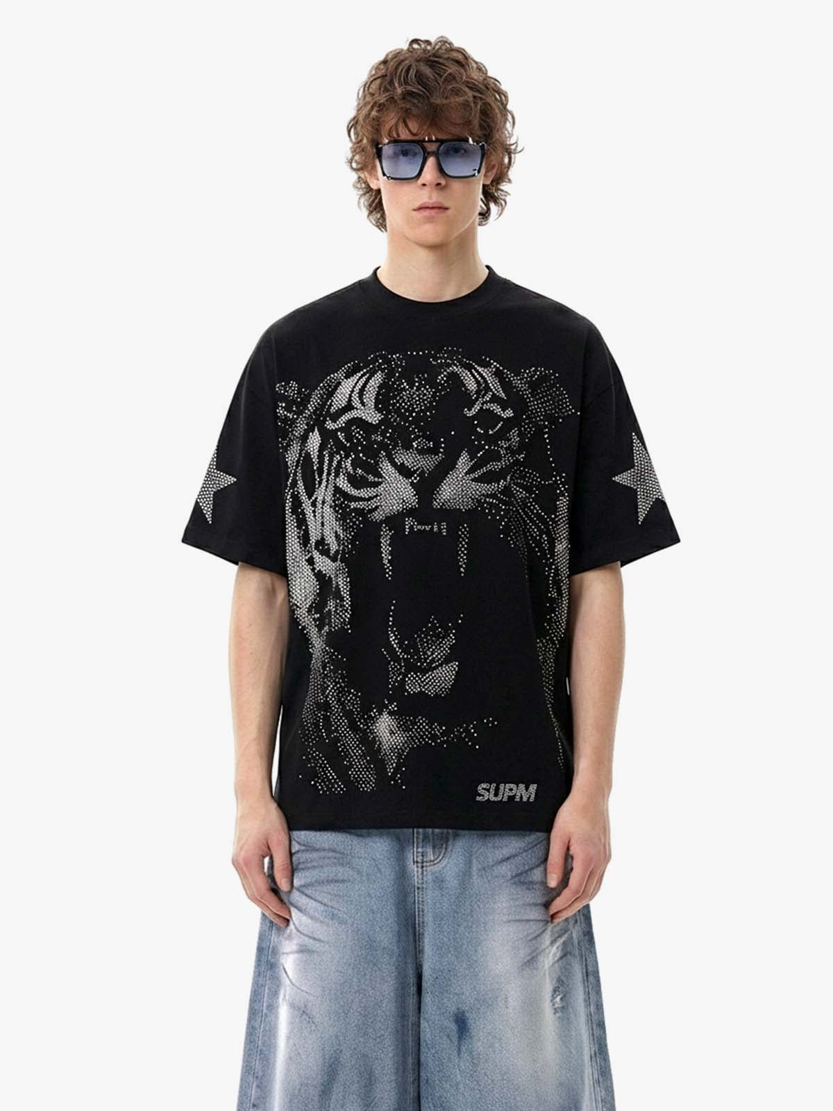 Tiger Graphic Star Sleeve T-Shirt