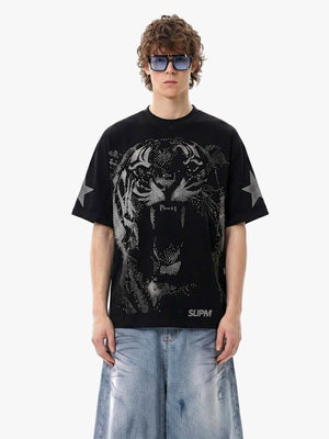 Tiger Graphic Star Sleeve T-Shirt