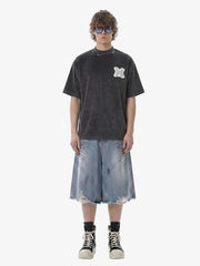 Embroidered Neckline Oversized T-Shirt 