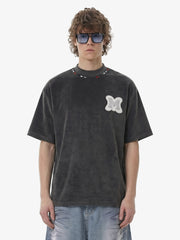 Embroidered Neckline Oversized T-Shirt 