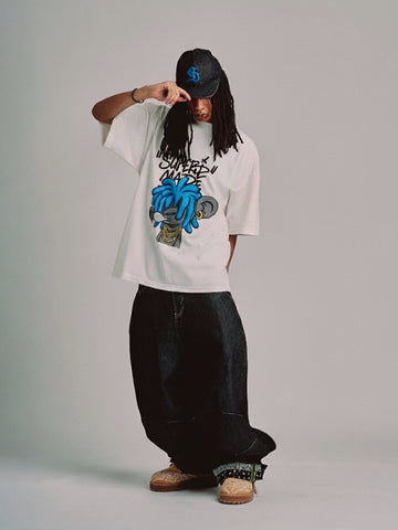 Thesupermade Graffiti Trend Blue Dreadlock Boy T-Shirt 