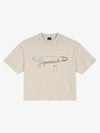 T-shirt corta effetto invecchiato con spilla da balia
