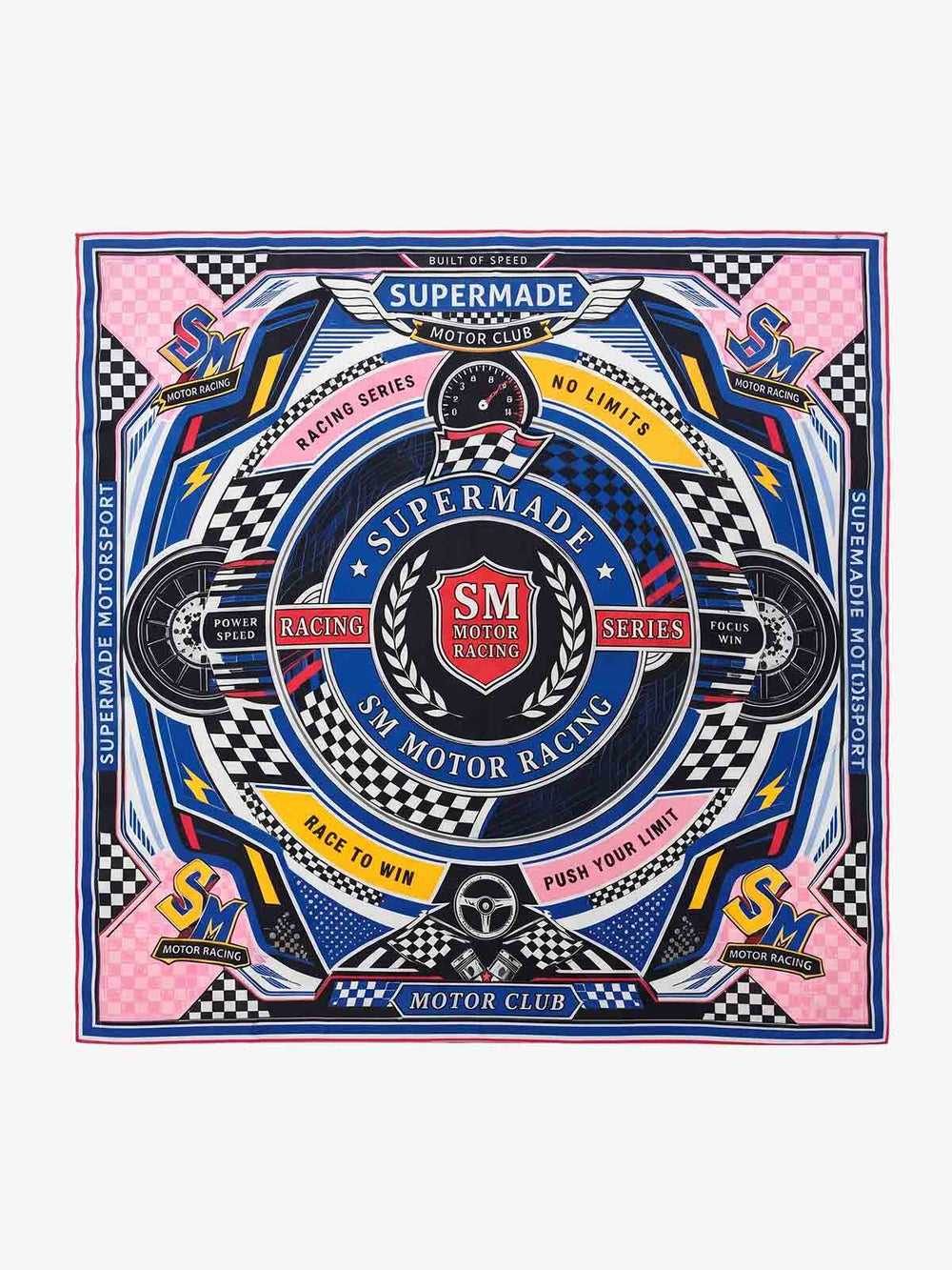Checkerboard Racing Emblem Silk Scarf