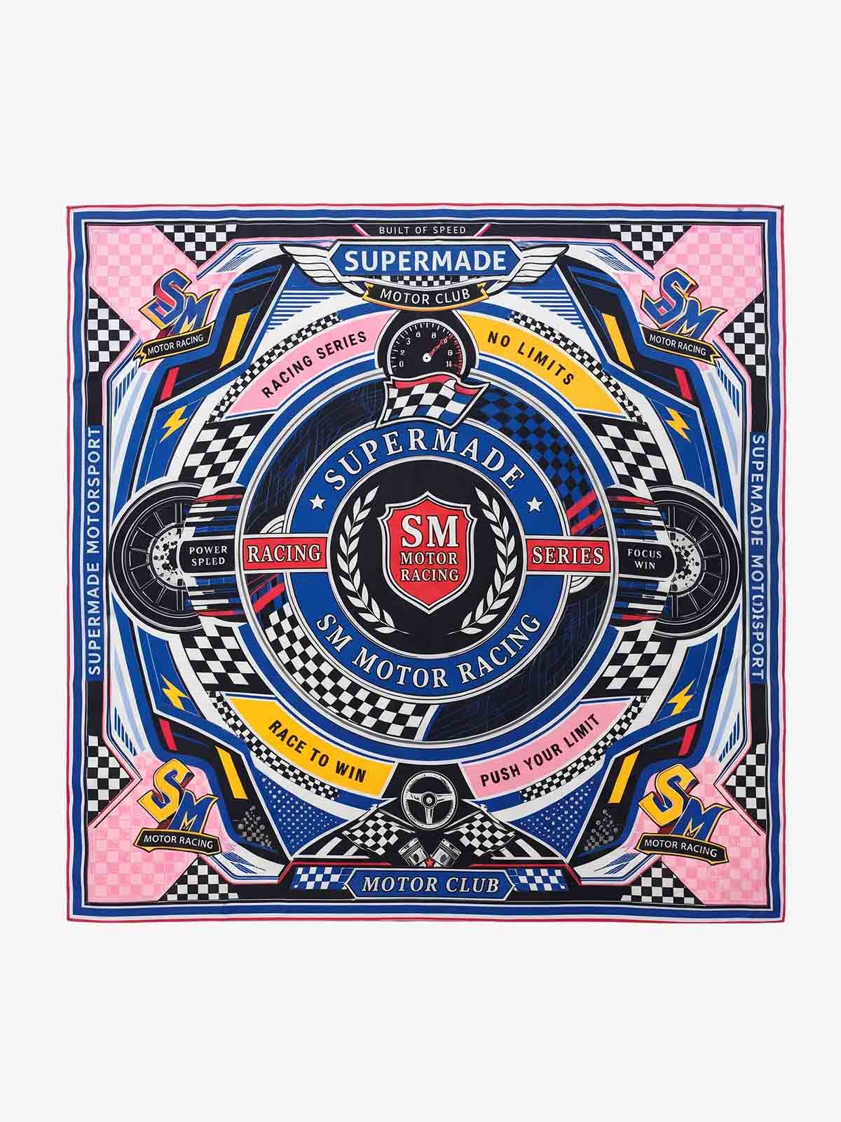 Checkerboard Racing Emblem Silk Scarf