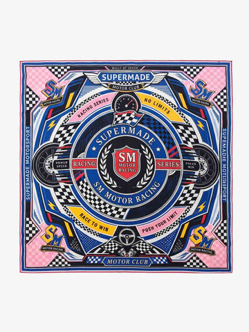 Checkerboard Racing Emblem Silk Scarf