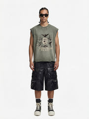 Vintage Washed Cherub Soccer Heart Graphic Sleeveless T-Shirt 