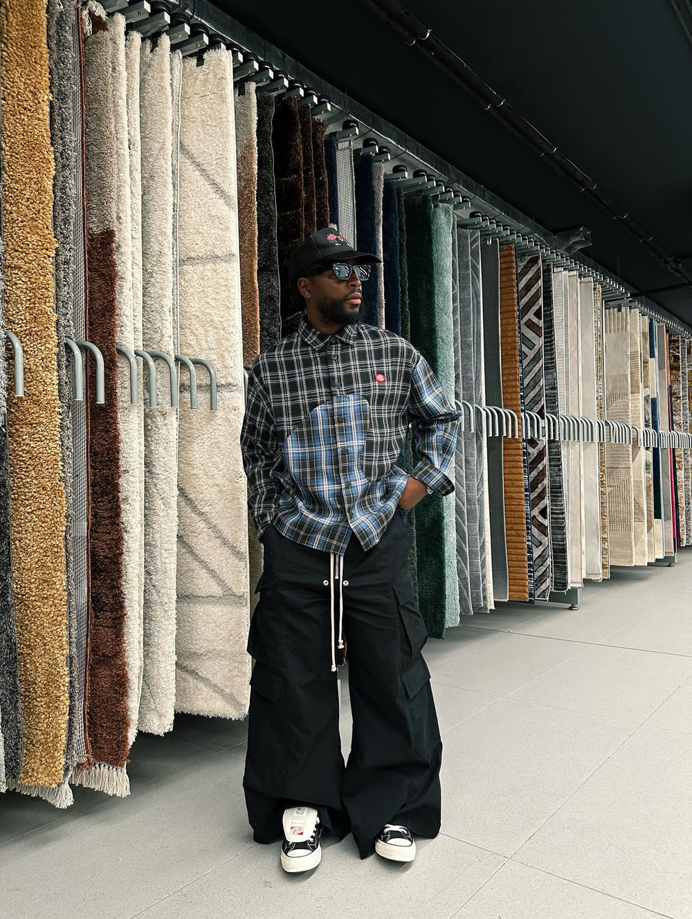 Woven Multi-Pocket Baggy Flared Pants - 2321 