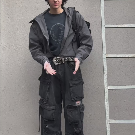 Thesupermade Washed Multi-pocket Work Cargo Jeans - 1830