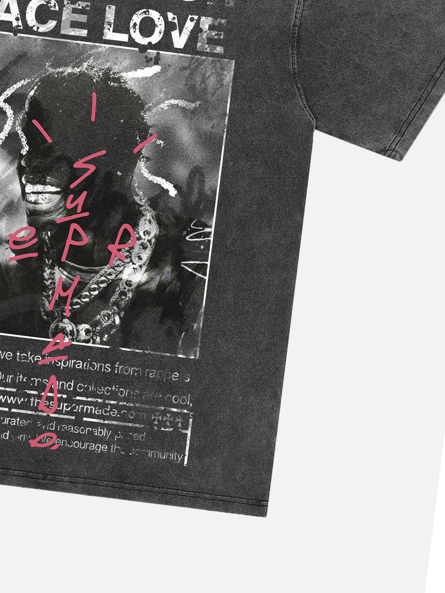 Thesupermade Gangsta Rapper Letters Oversized Graphic T-shirt - 1990