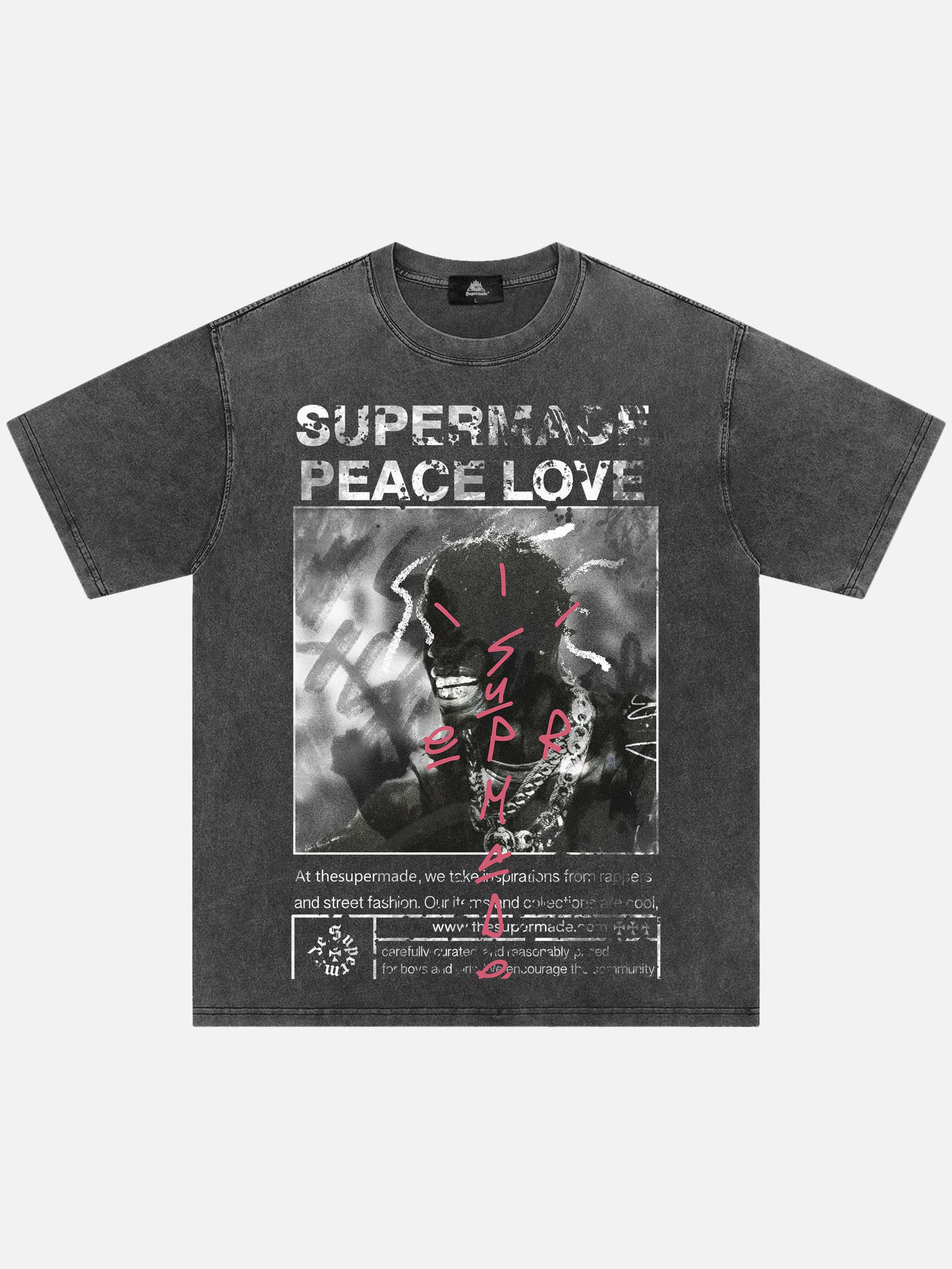 Thesupermade Gangsta Rapper Letters Oversized Graphic T-shirt - 1990