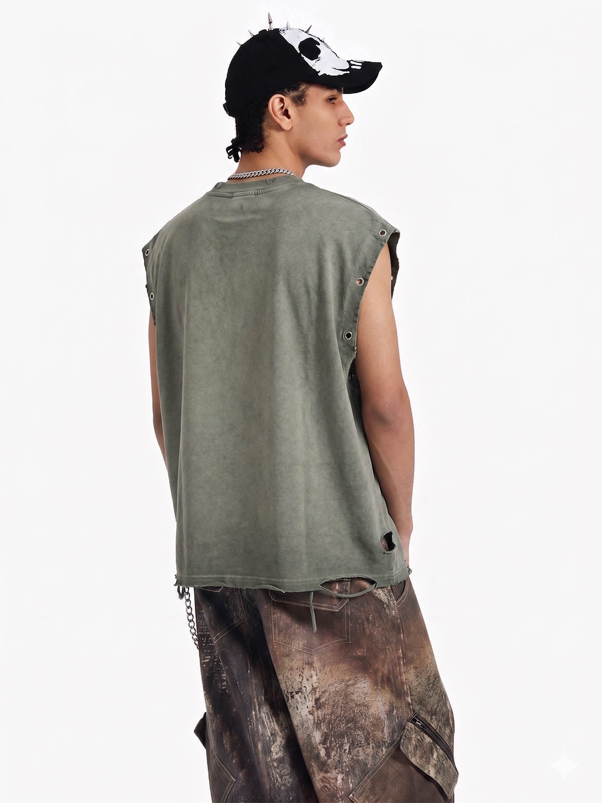 Washed Floral Graphic Sleeveless T-Shirt 