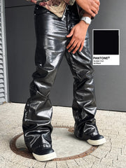 Thesupermade Glossy Patent Leather Flare Pants - 2396 