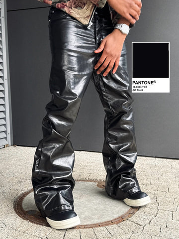 Thesupermade Glossy Patent Leather Flare Pants - 2396 