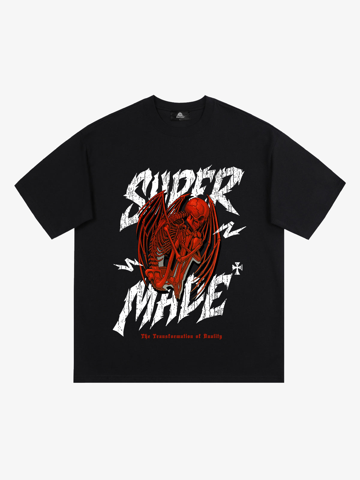 Original Street Angel and Devil Hatching Pattern T-shirt 