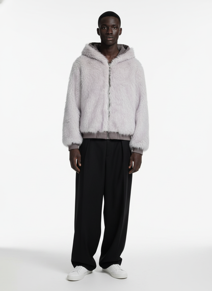 Oversized Reversible Fur Hooded Jacket 