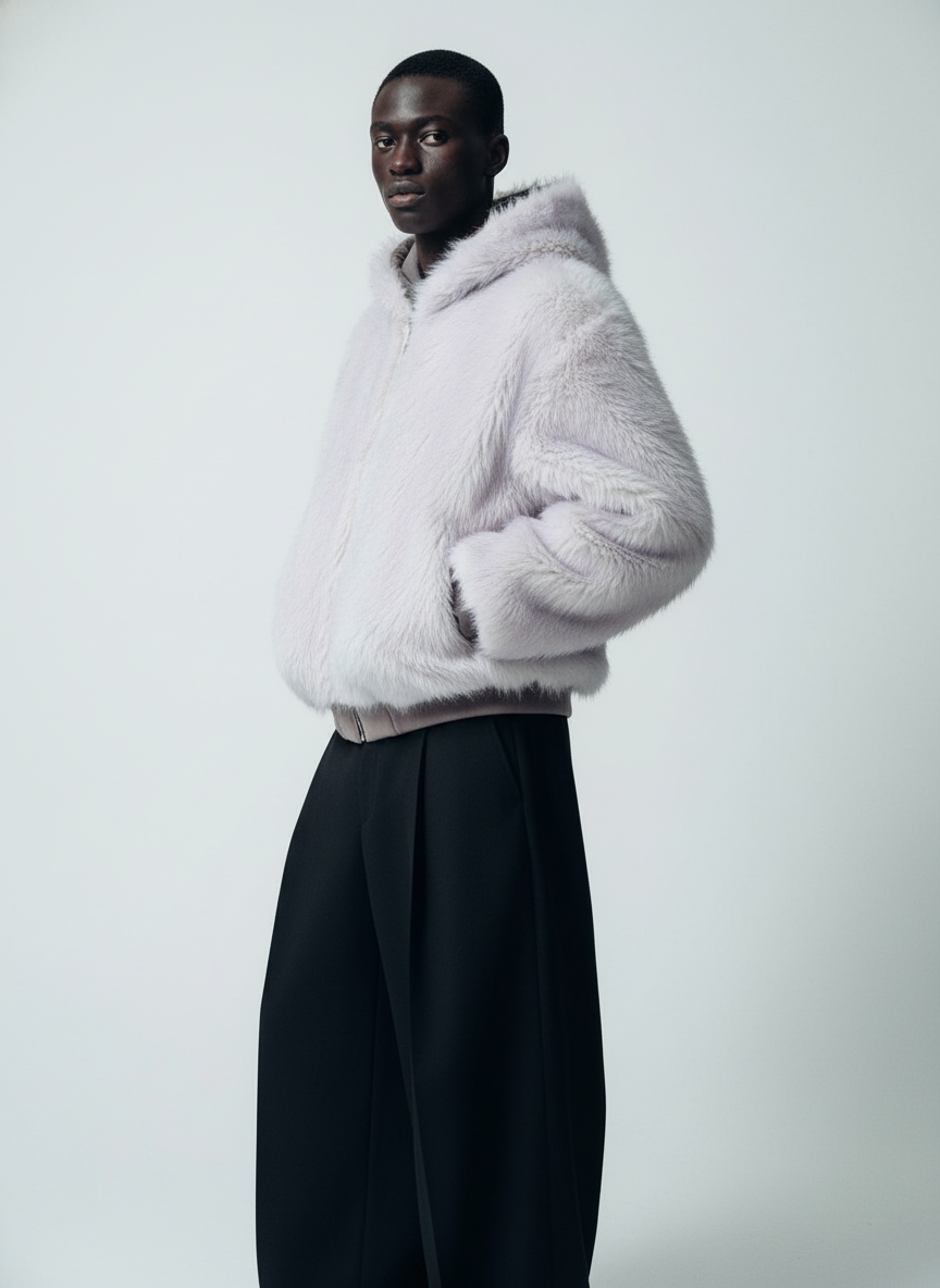 Oversized Reversible Fur Hooded Jacket 