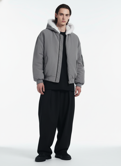 Oversized Reversible Fur Hooded Jacket 