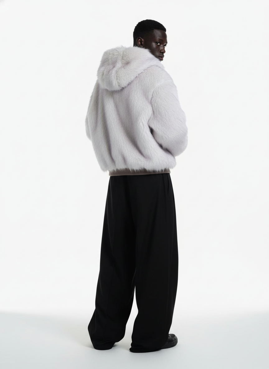 Oversized Reversible Fur Hooded Jacket - 2544 