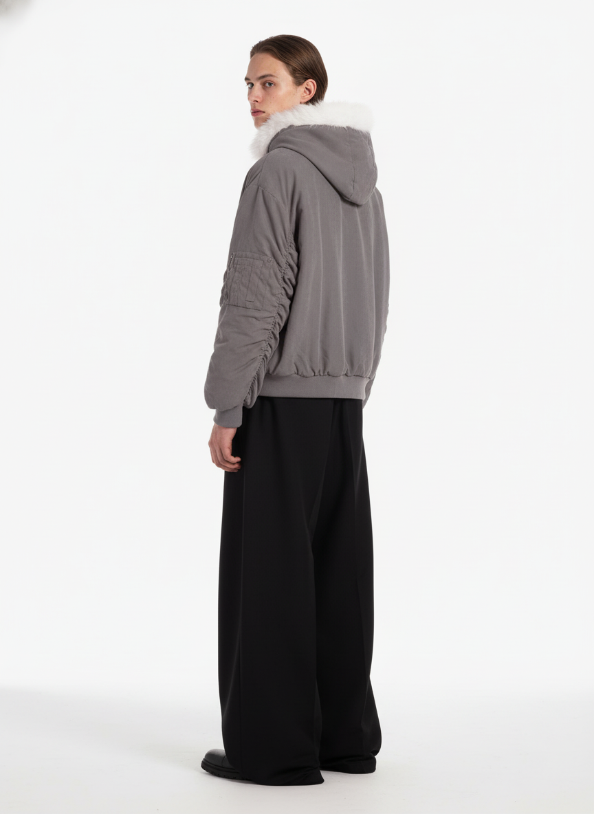 Oversized Reversible Fur Hooded Jacket 