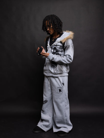 Chaqueta de piel con capucha y cremallera estilo Wasteland de Thesupermade - 2279