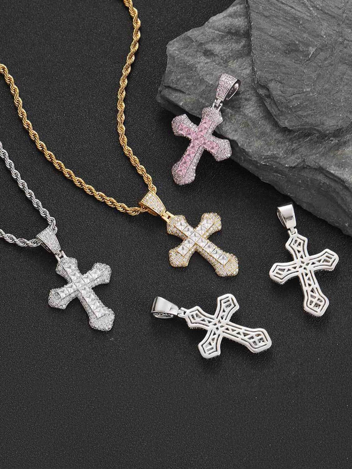 The Supermade Crucifix Full Diamond Necklace-1514
