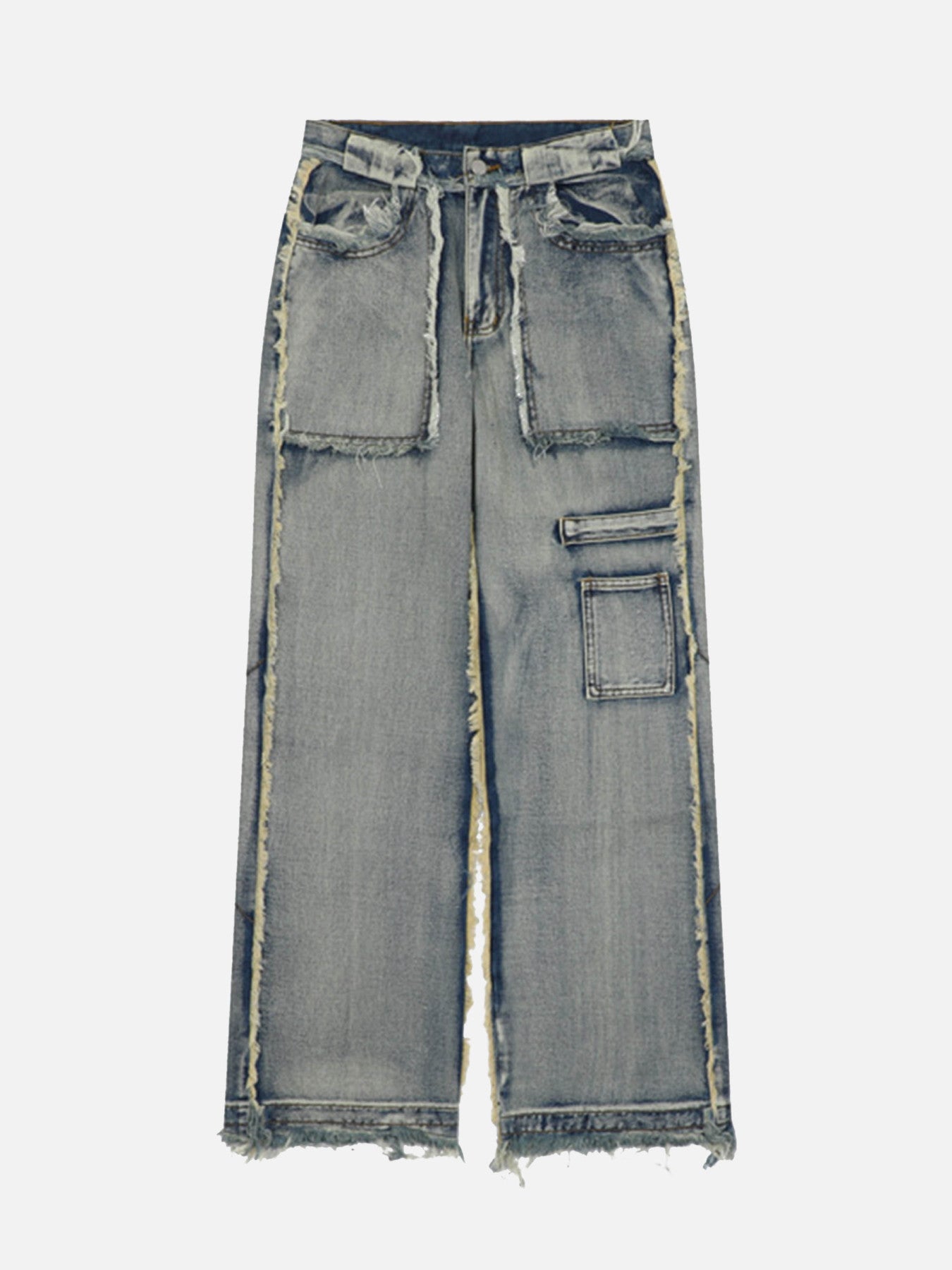 Thesupermade High Street Washed And Distressed Raw Edge Jeans