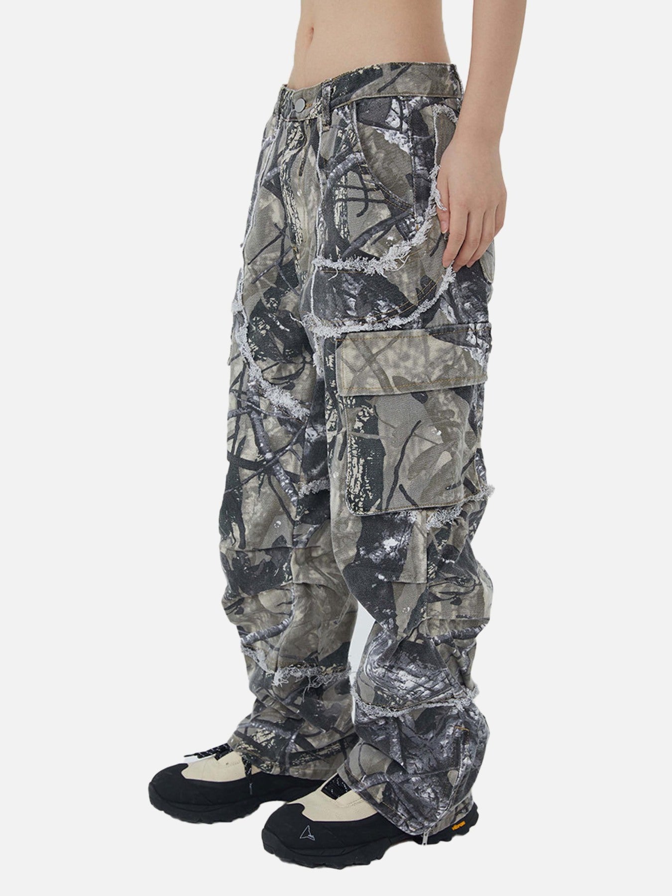 The Supermade Jungle Camouflage Leaf Loose Fit Straight Leg Pants
