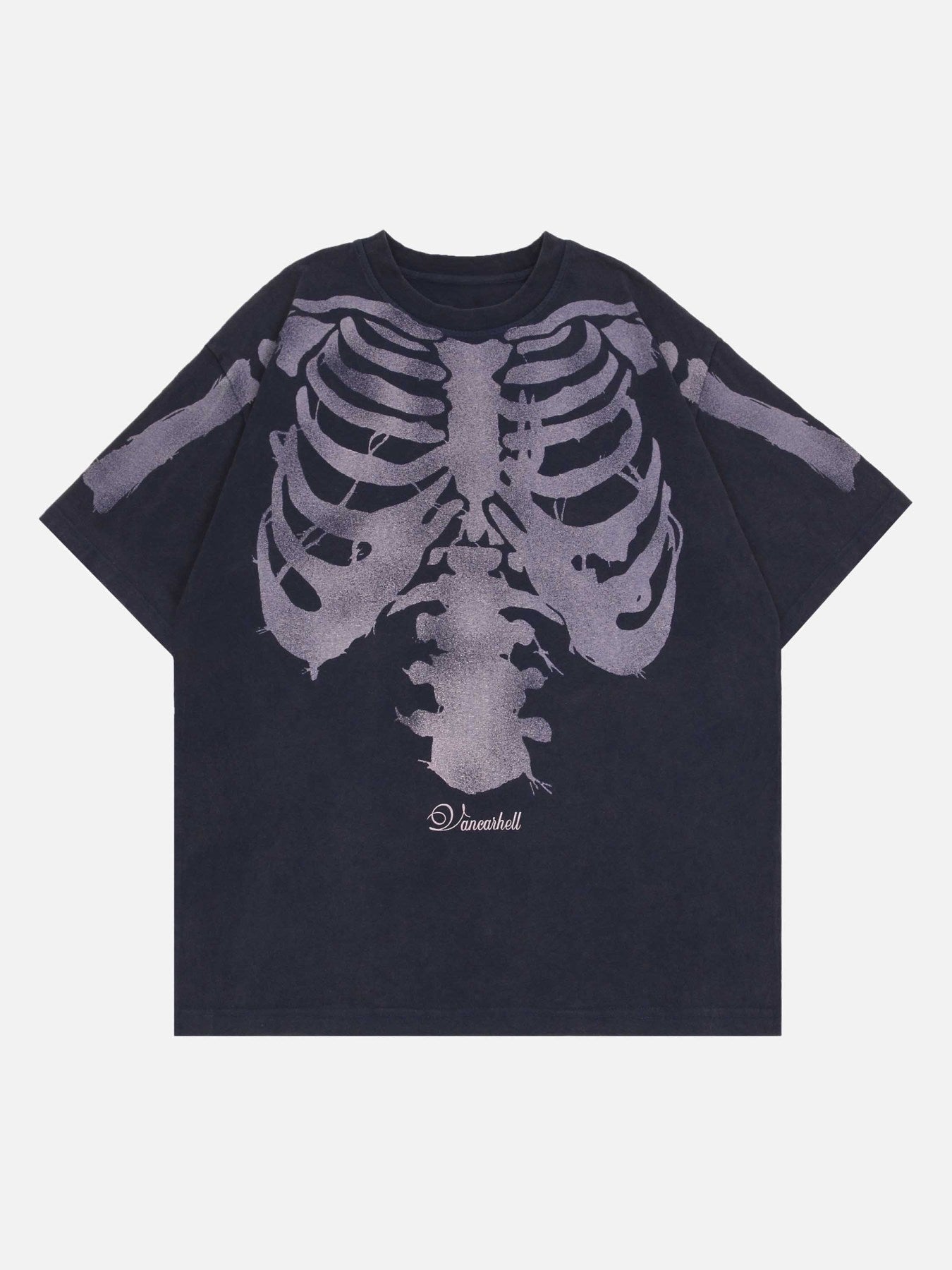 Thesupermade Old Washed Skeleton Print T-shirt - 1573