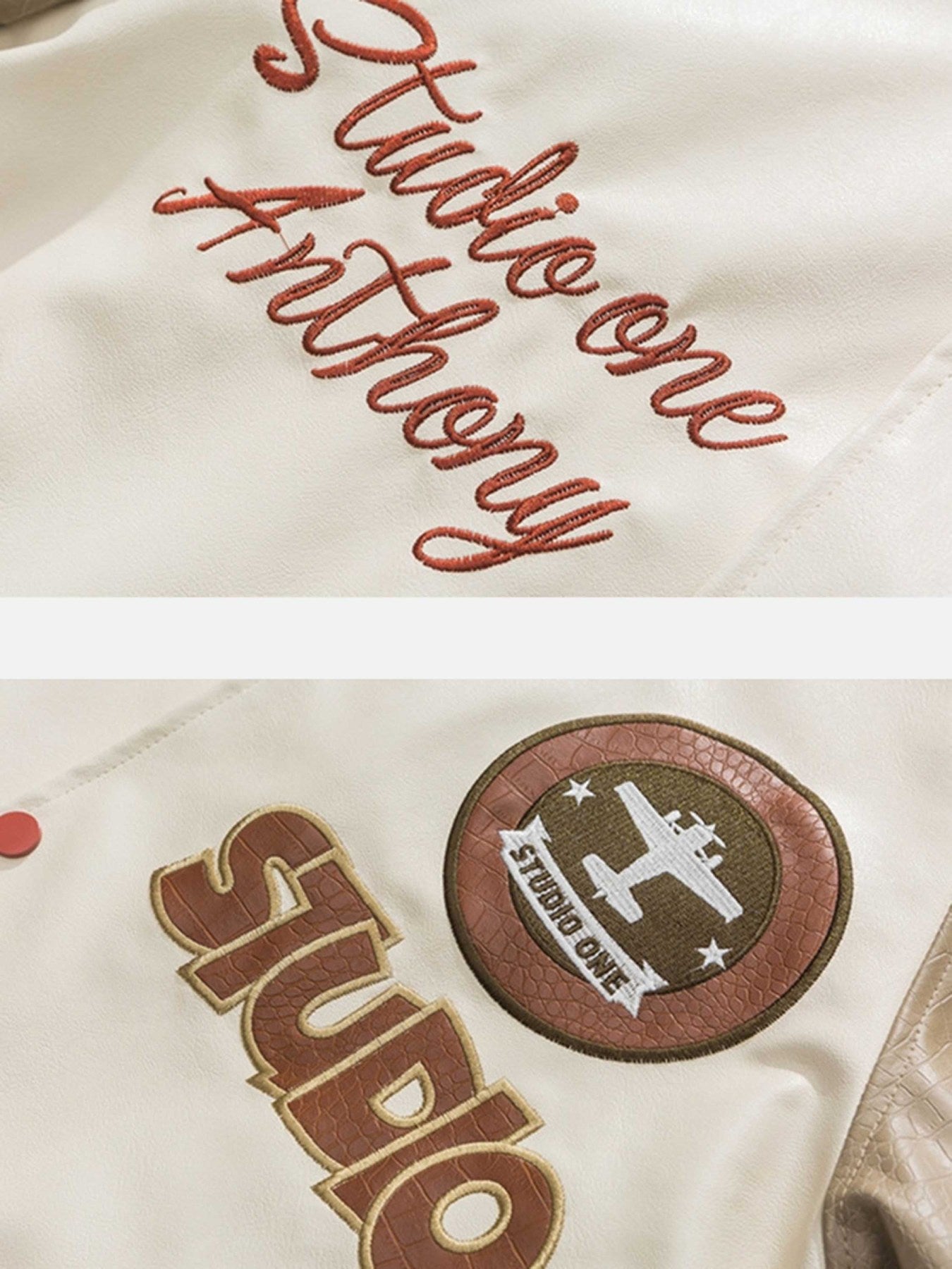 The Supermade PU Leather Stitching Embroidered Baseball Jacket
