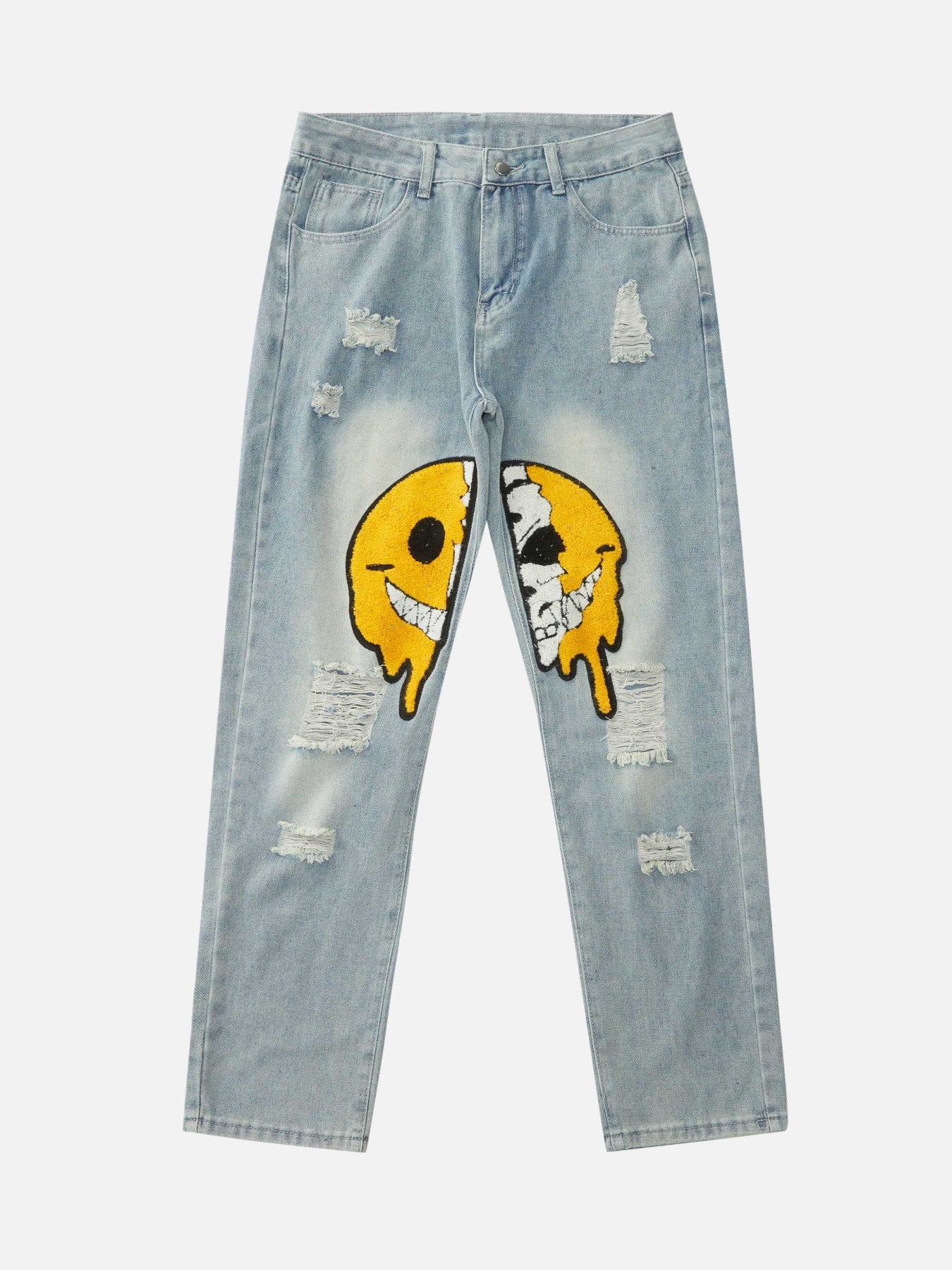 Thesupermade Smiley Face Embroidered Jeans