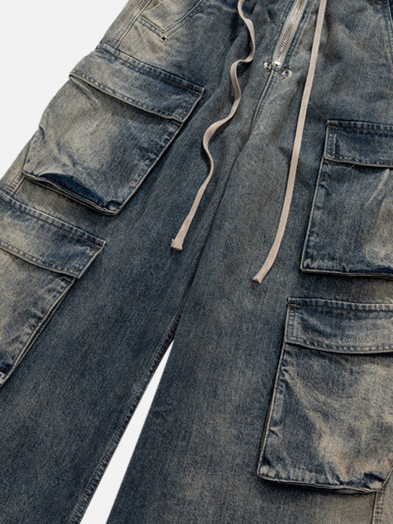 The Supermade Wide Leg Multi-Pocket Straight Leg Loose Jeans - 1666