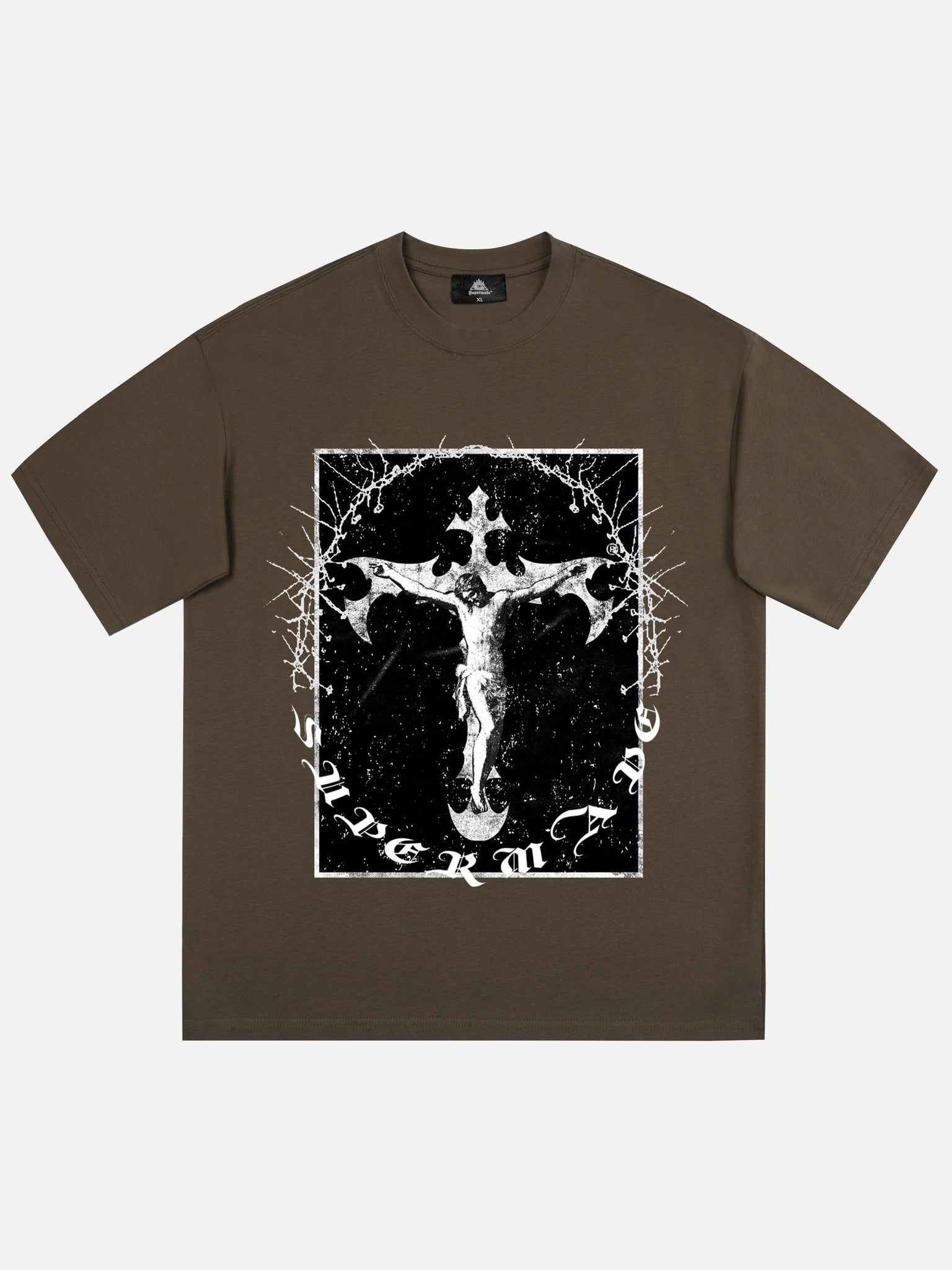 Thesupermade Retro Street Jesus Cross Print T-Shirt
