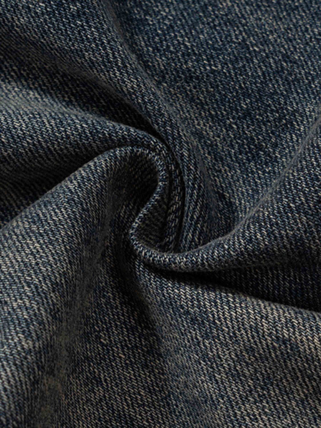 The Supermade Wide Leg Multi-Pocket Straight Leg Loose Jeans - 1666