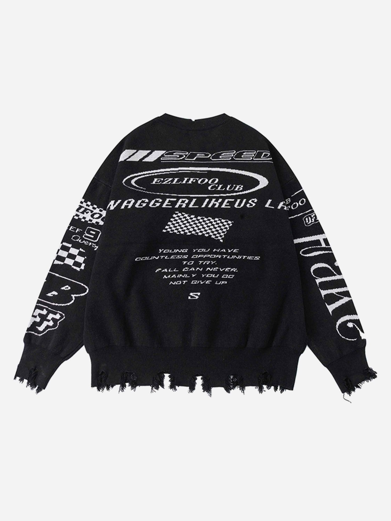 The Supermade Vintage Burlap Racing Suit Letter Jacquard Sweater