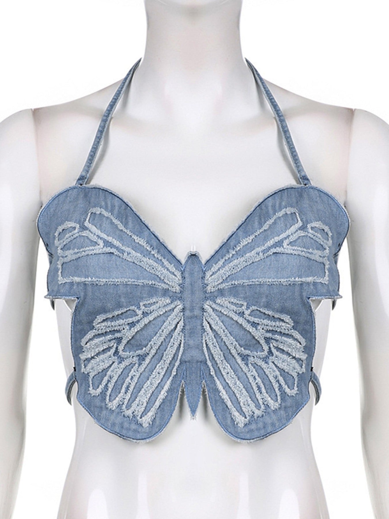 Thesupermade Hot Girl Sexy Butterfly Denim Undershirt - 1614