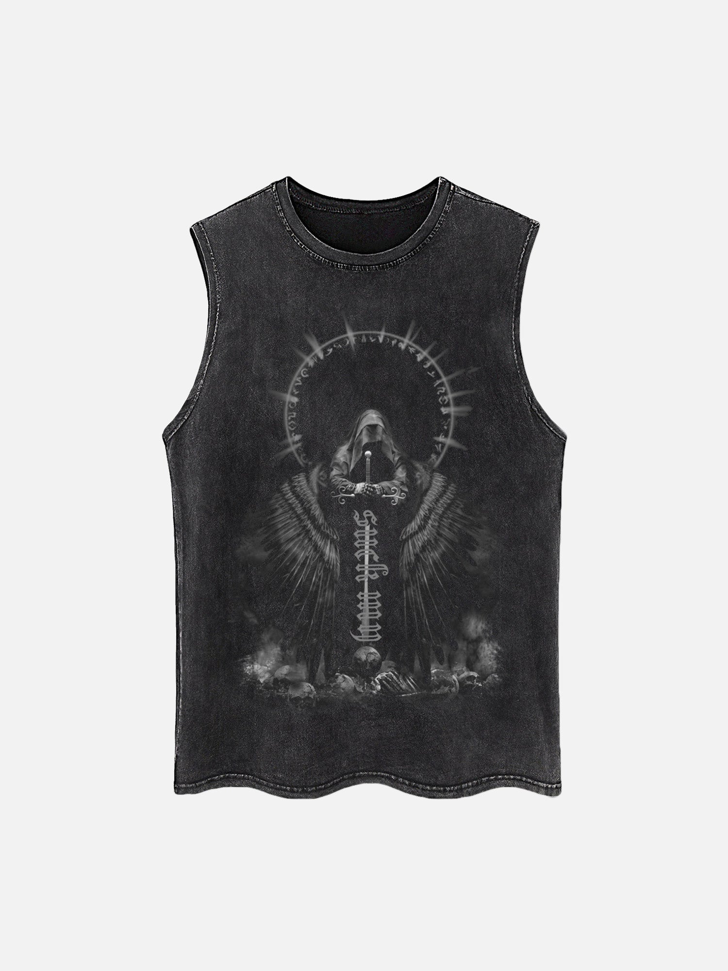 Thesupermade Vintage Washed And Distressed Holy Sword Judgment Vest
