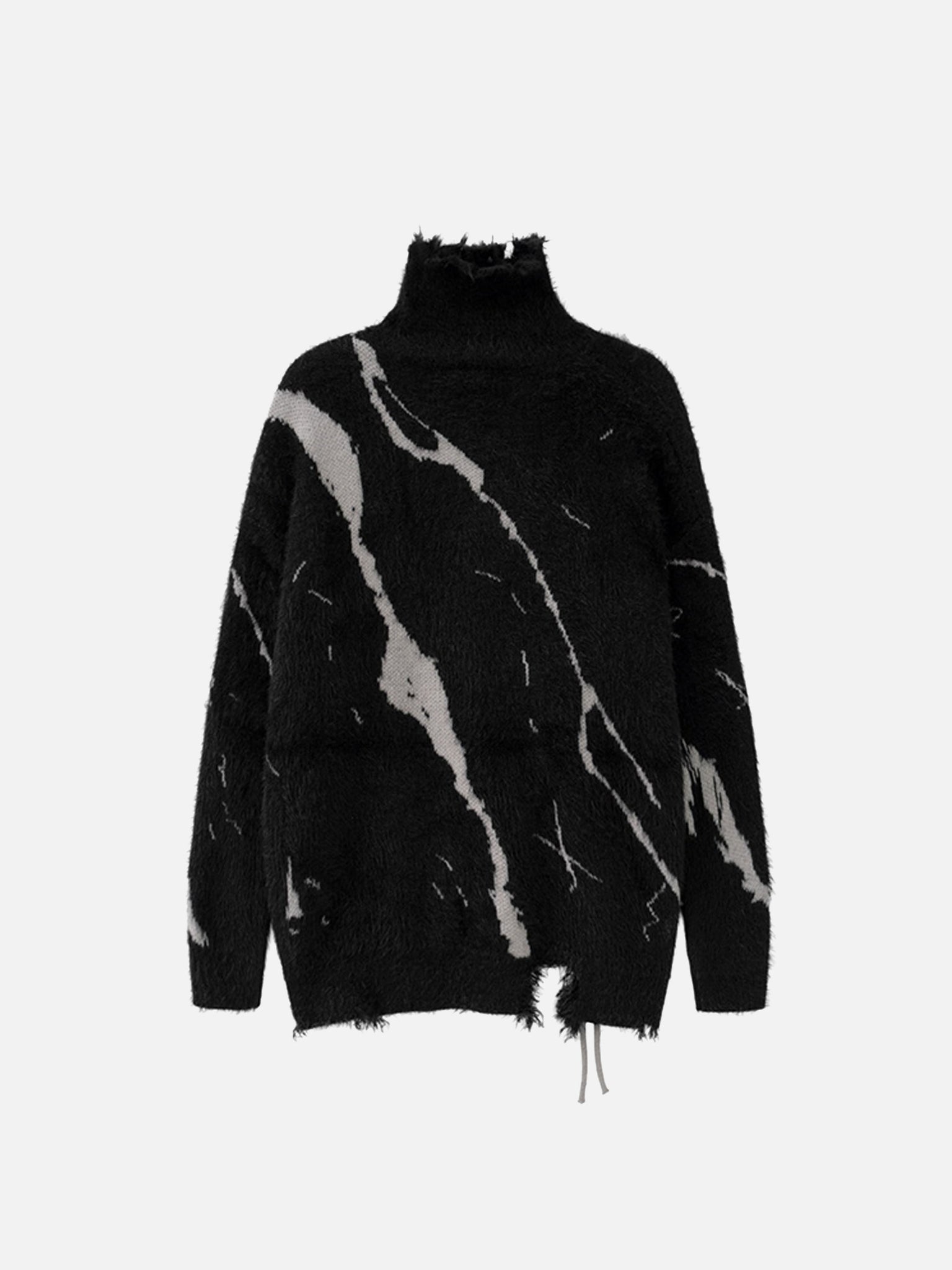 The Supermade Rip Damage Design Turtleneck Knitwear Sweater - 1525