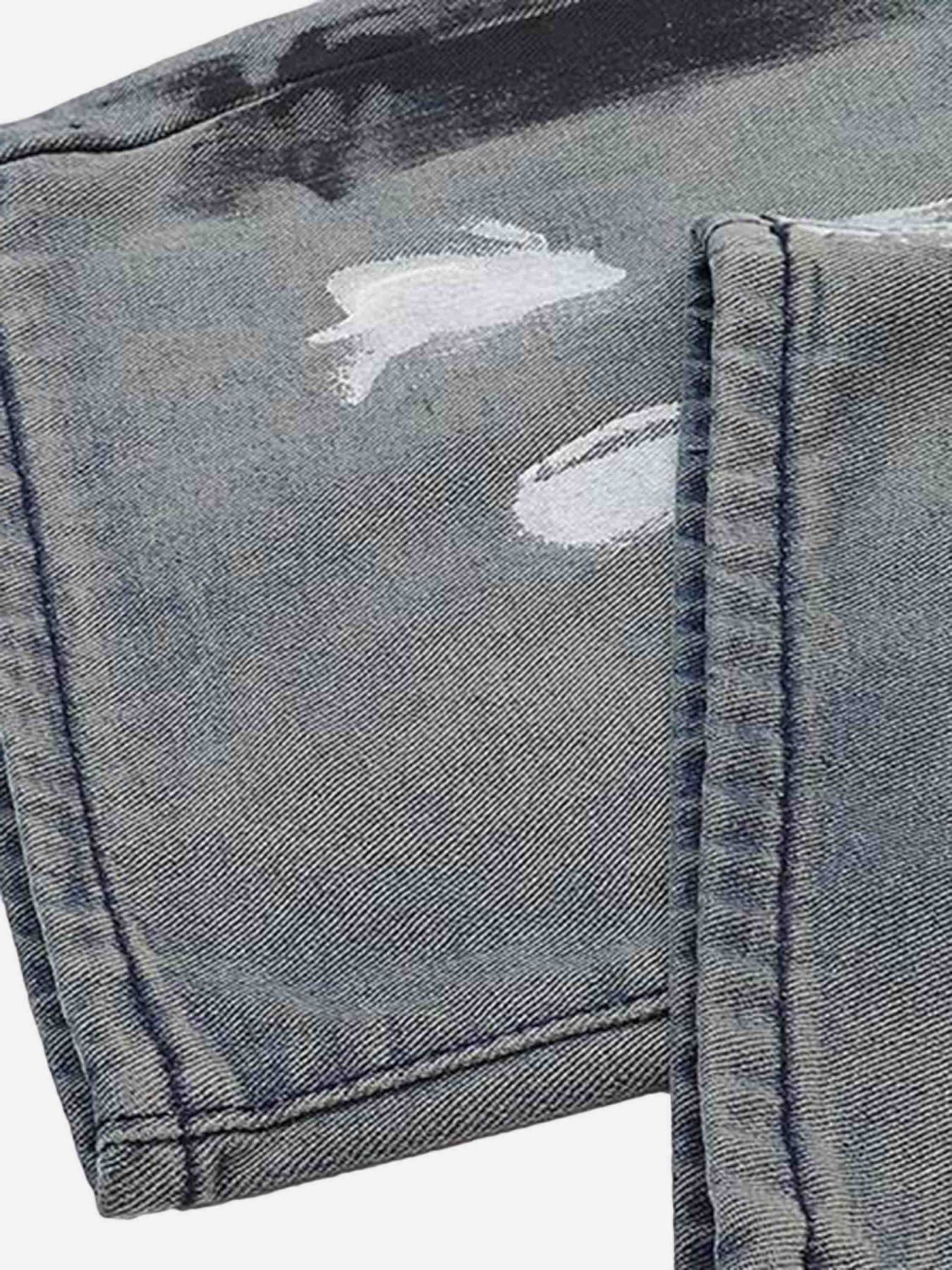 The Supermade Vintage Ink Splash Washed And Distressed Jeans