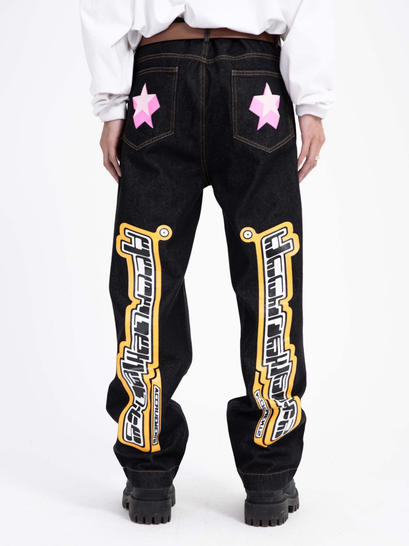 Thesupermade Star Letter Print Jeans - 1594