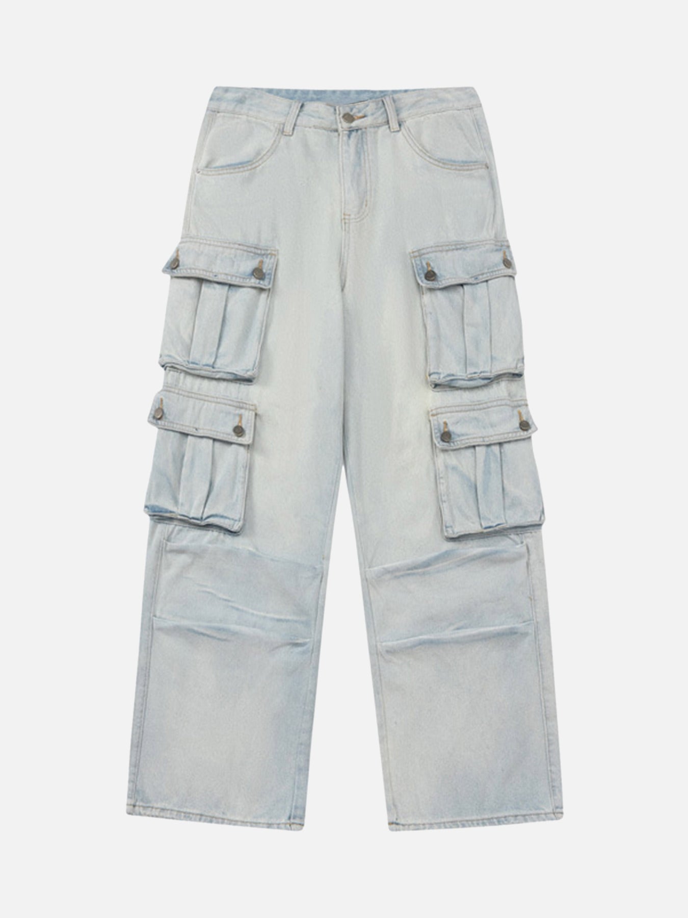 Thesupermade Vintage Washed Multi-pocket Work Jeans