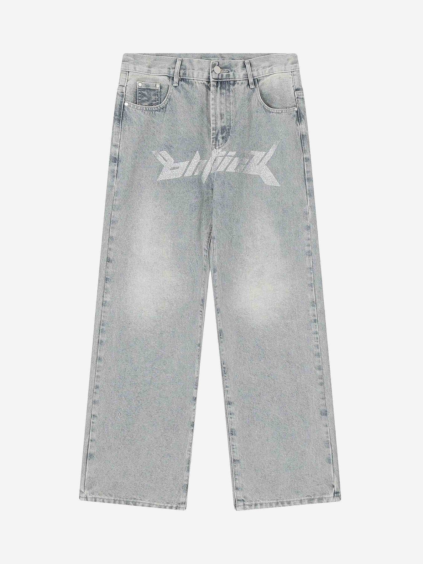 Thesupermade Dark Letter Print Jeans